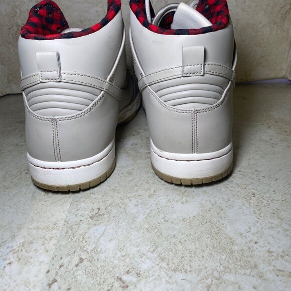 Nike Dunk High Premium Sneakers Size 9.5 Beige & Red Plaid Lining 845055-201 - Picture 4 of 9